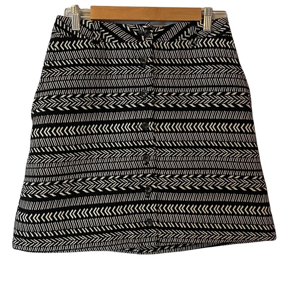 Anthropologie Maeve Black White Button‎ Front Fieldnotes Skirt US 8 #OB512596 - Picture 1 of 12